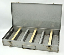 Metal 35MM Slide Coin Storage Case Tray Grey Hammered Metal Finish 150 Slot-F1