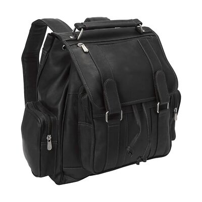Double Loop Flap-Over Laptop Backpack, Black, One Size