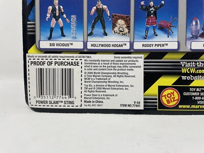 2000 ToyBiz WCW STING Power Slam Wrestling Action Figure With Bat
