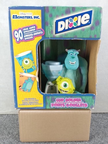 Monsters Inc Dixie Cup Holder with Cups Mike & Sully 1998 Disney Pixar Vintage