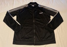 Women  s Adidas Full Zip Up Track Jacket Black  White Size Large EUC