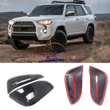 Gloss Black Top Half Mirror Covers Caps Overlay For 2014-24 Toyota 4Runner 2PCS 