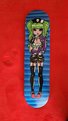 Handpainted ''Goth Girl Candy (Eating Skulls)'' Skateboard Deck (Hook-Ups Fan Art)