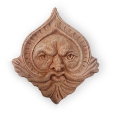 Maschera Scultura in Terracotta Italiana Decorazione da Appendere H 21cm
