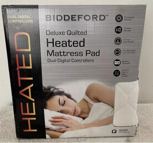 Biddeford Deluxe Queen Quilted Heated Electric Mattress Pad Dual Controllers - Image 2 of 4