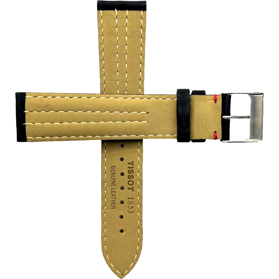 TISSOT - PULSERA - HEBILLA PLATEADA - CUERO GENUINO - 19MM - NEGRO Y ROJO Foto 2 de 4