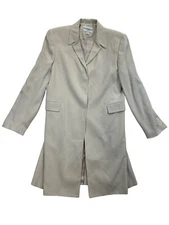 John Meyer Dress Jacket Womens 10 Beige Long Lined Hidden Buttons