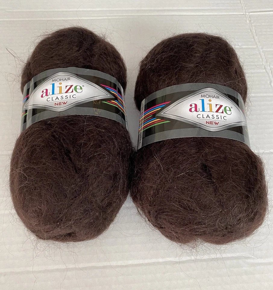 Set of 2 ALIZE Dark Brown Turkish Mohair Blend Yarn 3.53 Oz /218.7 Yds 2 Skeins - Image 3 of 4
