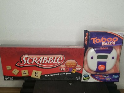 New Scrabble The Classic Word Game 2012 w/POWER TILES + Taboo Buzz'd HASBRO NEW