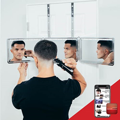 SELF-CUT SYSTEM 2.0 - LED Lighted Black Lambo 3 Way Mirror with Free Educational
