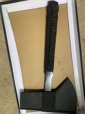 MTech 6.88'' Black Coated 440 Steel Axe Head Cord Wrapped Handle Sharpened Spike