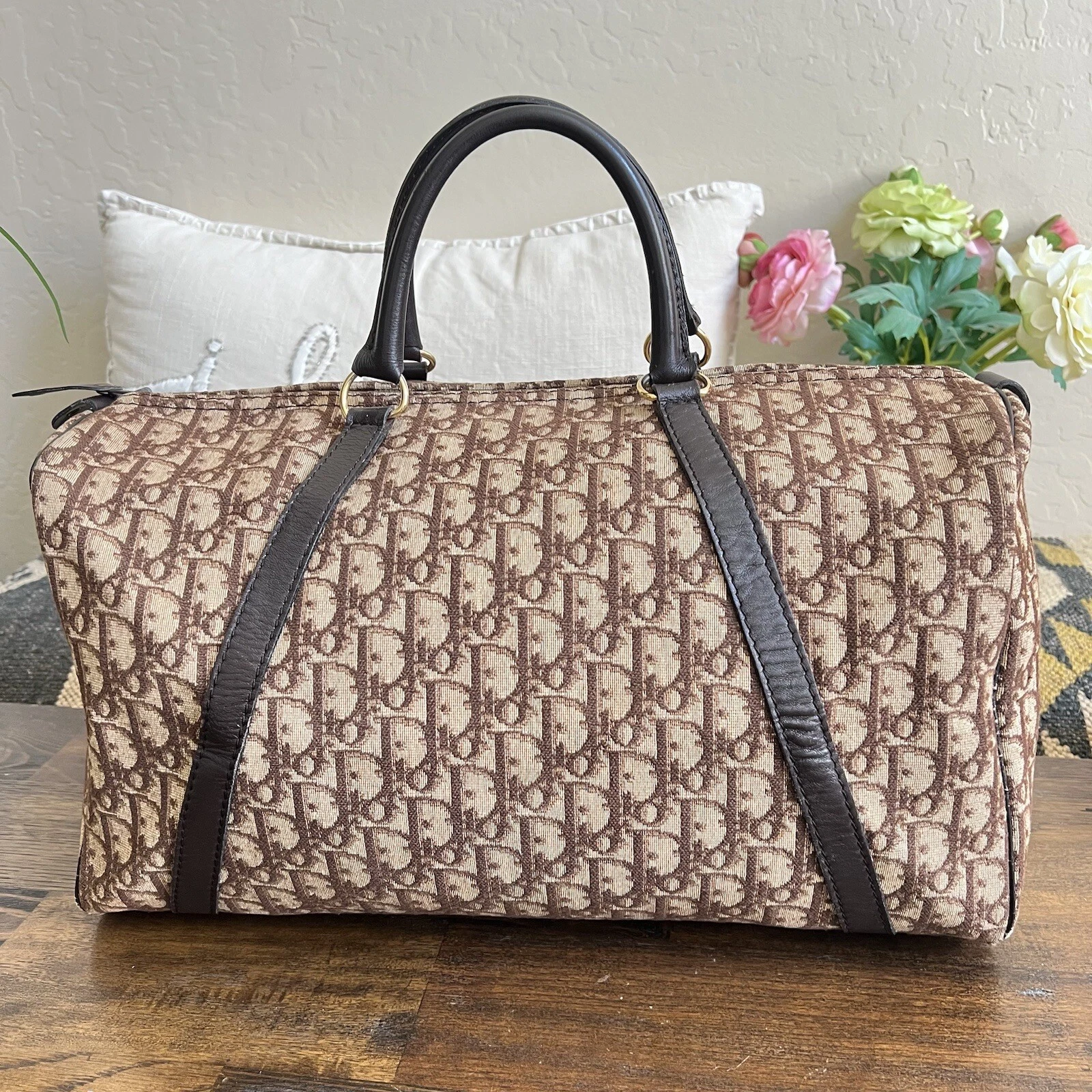 Grand sac DIOR 40 Trotter Boston Duffle 15,7 x 9,4 avec certificat authentique