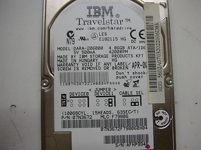IBM Travelstar 4.86gb DARA-206000 320 36H5913 01 Hard Disk Drive 2.5'' IDE PATA