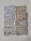 Lot Of 8 1 Gram .999 Fine Silver Bars Lot #1