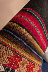 Textile Vivid Color Andean, Peruvian, Mexican Fabric 48" x 48-1/2" Multicolor