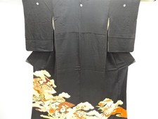 7664293: JAPANESE KIMONO / ANTIQUE TOMESODE / SILK / KINSHA / EMBROIDERY / PEACO