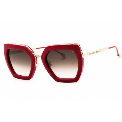 Philipp Plein Women's Sunglasses Full Glossy Red Metal Butterfly SPP097S 06Y6