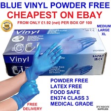 CATERING VINYL GLOVES BLUE DISPOSABLE, FOOD SAFE PREPARATION KITCHEN SERVING