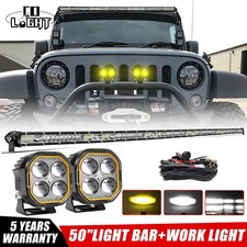 For Jeep Wrangler Jk 07-18 Front Upper Roof 52 Led Light Bar Combo2 Pods Kit