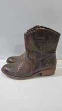 Taos Embroidered Leather Ankle Boots Sz EU 39 / Approx 8.5 US Zip Booties Brown