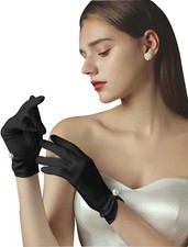 Women's Satin Wedding Gloves Short Elegant Bridal Lace Tulle for Party Evening