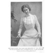 Miss Gracie Leigh viktorianische Schauspielerin antiker Druck 1901