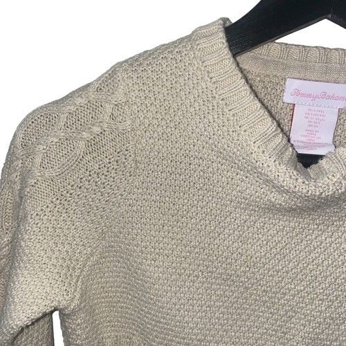 Tommy Bahama Girls Sweater Beige Glitter Cable Knit Crew Neck Ribbed Size 10/12 - Picture 3 of 7
