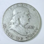 1953 D US Franklin 90% Silver Half Dollar Circulated Coin #6508