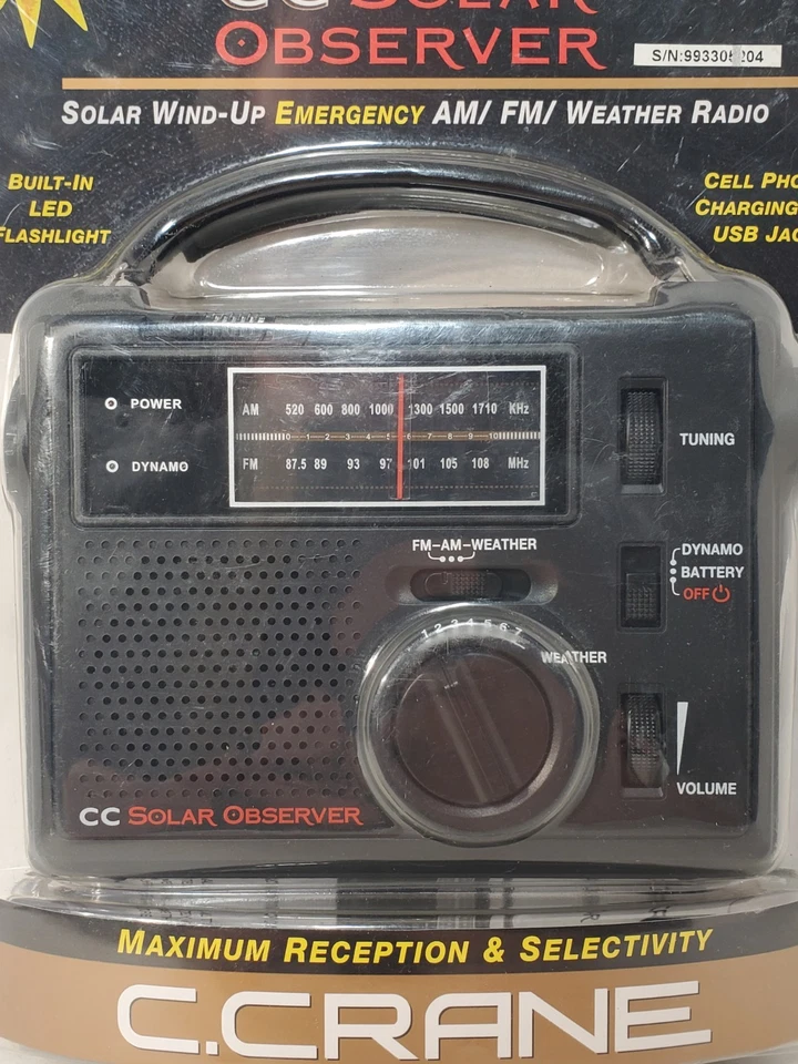 C. Crane -CC Solar Observer -Wind Up Solar Emergency Crank Radio AM/FM - SEALED - Image 2 of 3