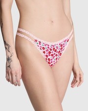Victoria's Secret PINK Strappy Thong PINK BERRIES SZ Medium NWT