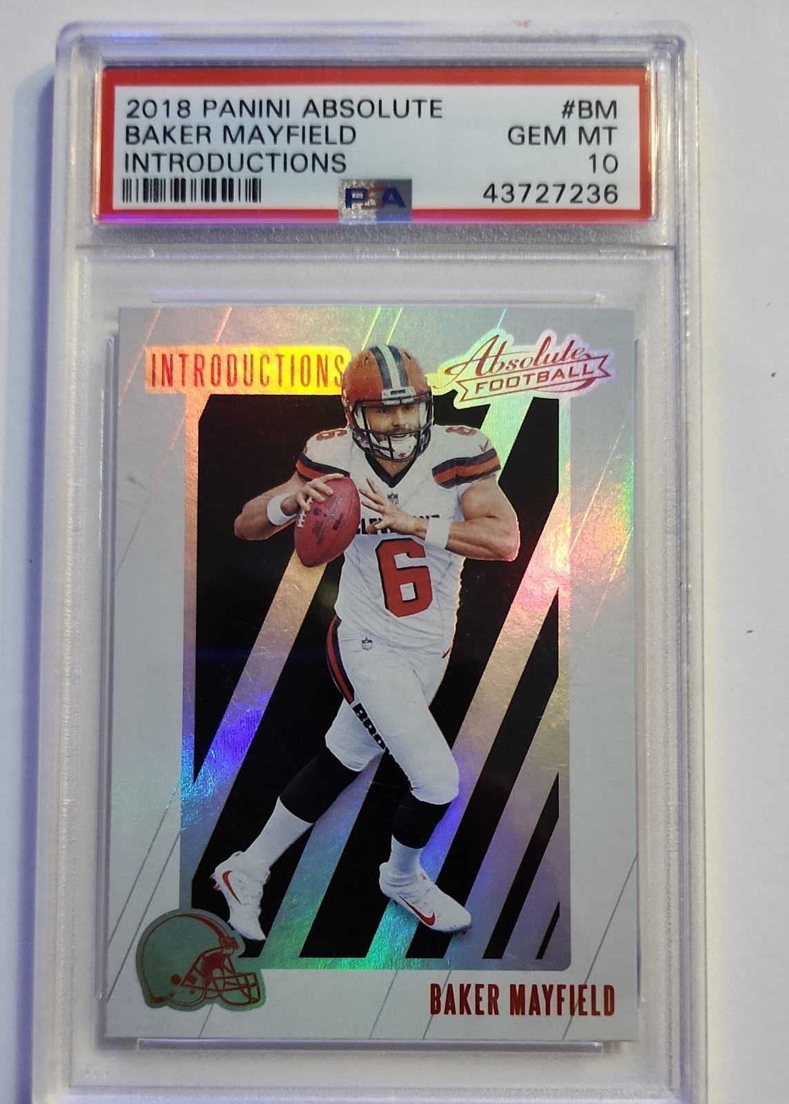 2018 Panini Absolute - Introductions Baker Mayfield Rookie Card PSA Graded 10