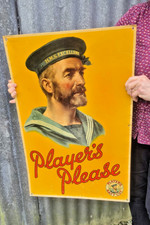 original Players Please Tin  not enamel Advertising sign Navy Cut cigarettes 