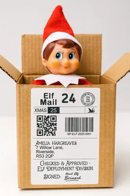 NORTHPOLE Elf Arrival Postage Label — Personalised North Pole Delivery Pretend Sticker