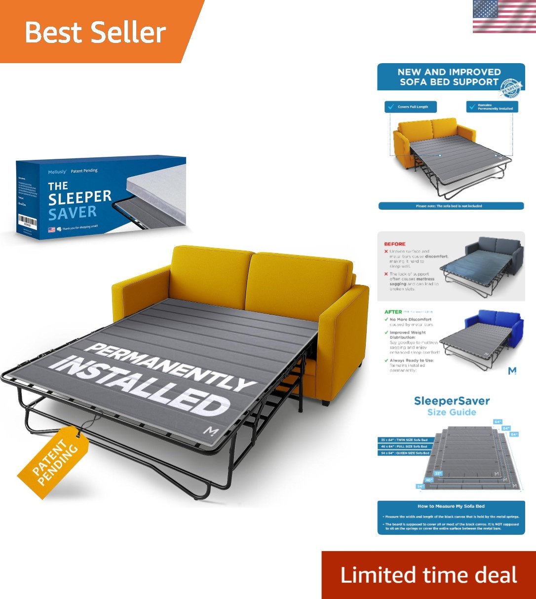 Support Board for Queen Size Sleeper Sofas Bed Mattress Protector Roll Bar Cover