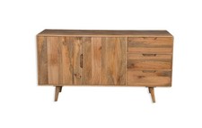 Sideboard Mango Wood Cabinet Surya Scandi Retro Cupboard Solid Assembled Doors