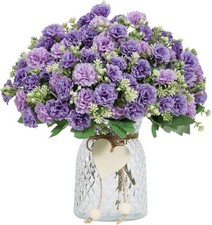 Carnation Artificial Flowers,6 Bundles Small Bulk Fake Flower with Purple