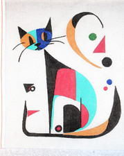 Cat Art Gallery Modern Geo Needlepoint Canvas Hand Painted 18 mesh Zweigart BHD