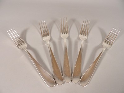Set mit 5 Gabeln aus versilbertem Metall - CHRISTOFLE France