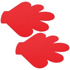 2Pcs Red Felt Five Finger Gloves for Kids Cheer Party Supplies