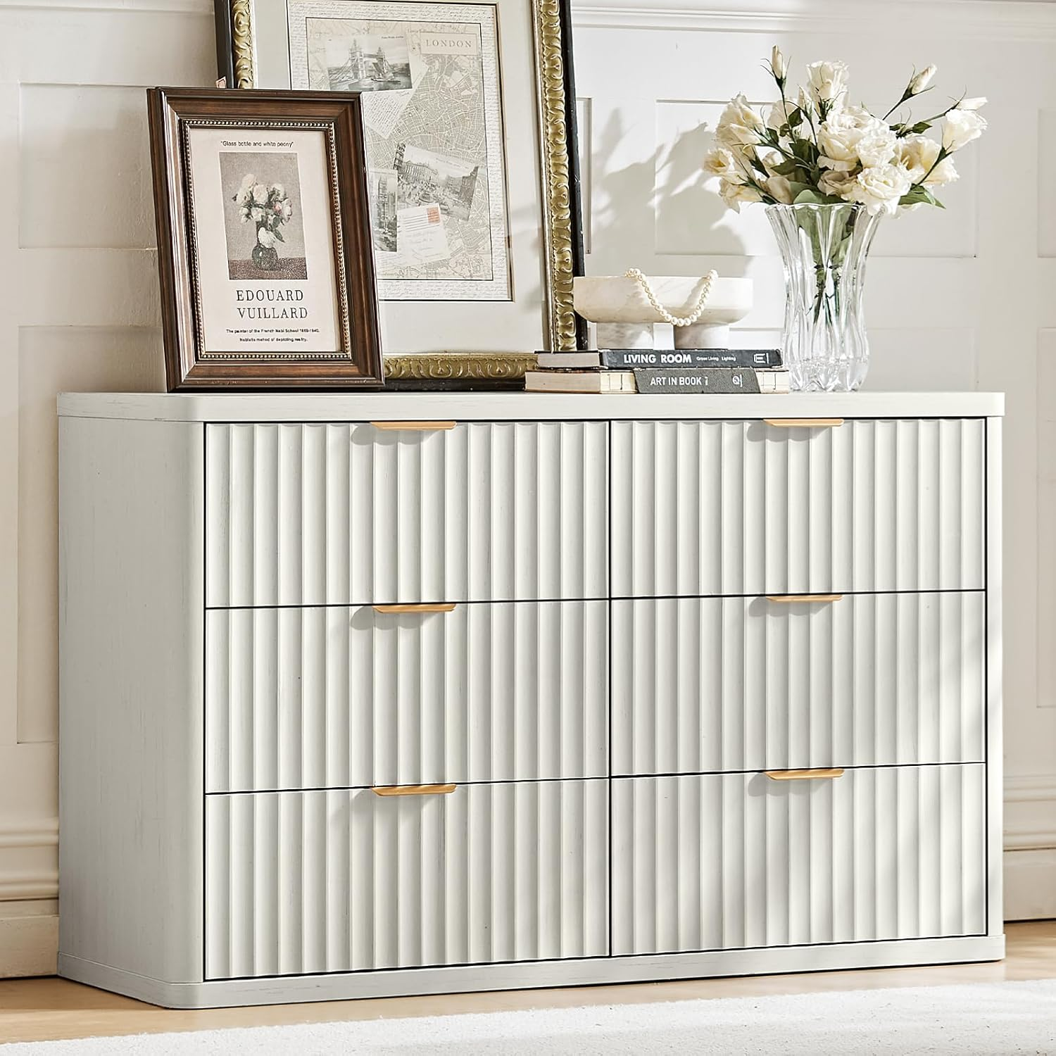 LEYAOYAO Fluted 6 Drawers Dresser, 48