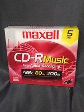 Maxell 5 Pack CD-R Music For Audio Recording 32x 80min 700MB Recordable
