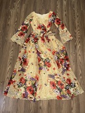 60s 70s Vintage Jack Bryan Ruffle Tiered Flower Maxi Dress long sleeves Gown