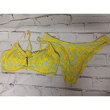 Zaful NWT Yellow With Flowers swimsuit Bathing Suit 2 peice size M Underwire