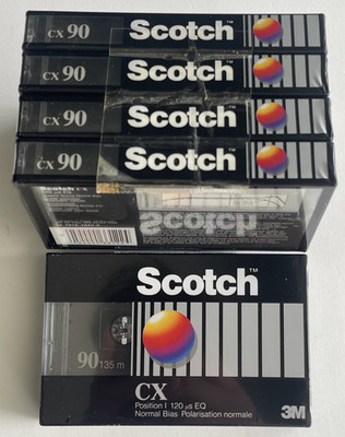 Lot Of 5 Scotch CX 90 Blank Audio Cassette Tape Normal Bias Type I 3M NEW SEALED