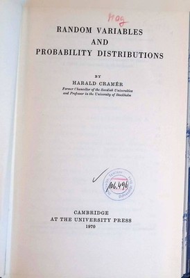 Random Variables and Probability Distributions; Cambridge Tracts in Mathematics 