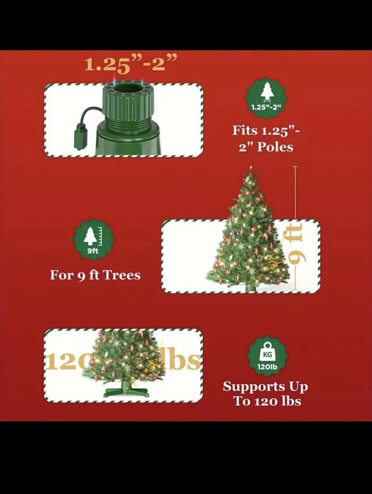 Soporte giratorio musical para árbol de Navidad, anti-inclinación silencioso, hasta 9 pies 120 lb Foto 4 de 4