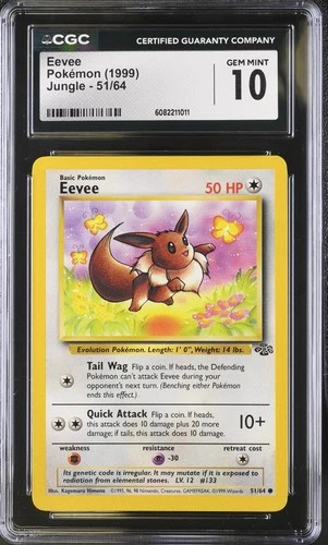 CGC 10 Eevee 51/64 Jungle Pokémon Card