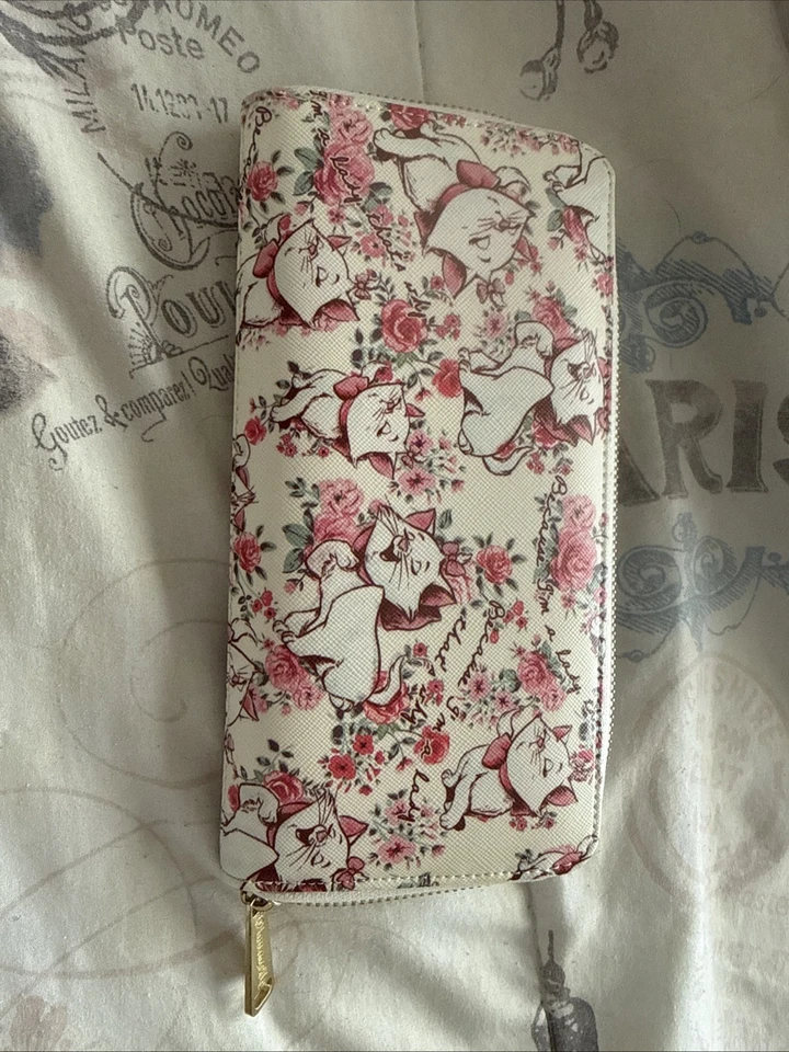 Cartera Loungefly Disney los Aristocatos Marie Gato Flores Rosa Mini Cremallera Foto 3 de 4