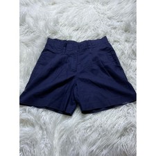 Boden pleated navy blue linen-blend shorts