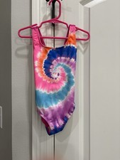 Lands End Multicolor Tye Die One Piece Swimsuit Girls Size 3 GUC